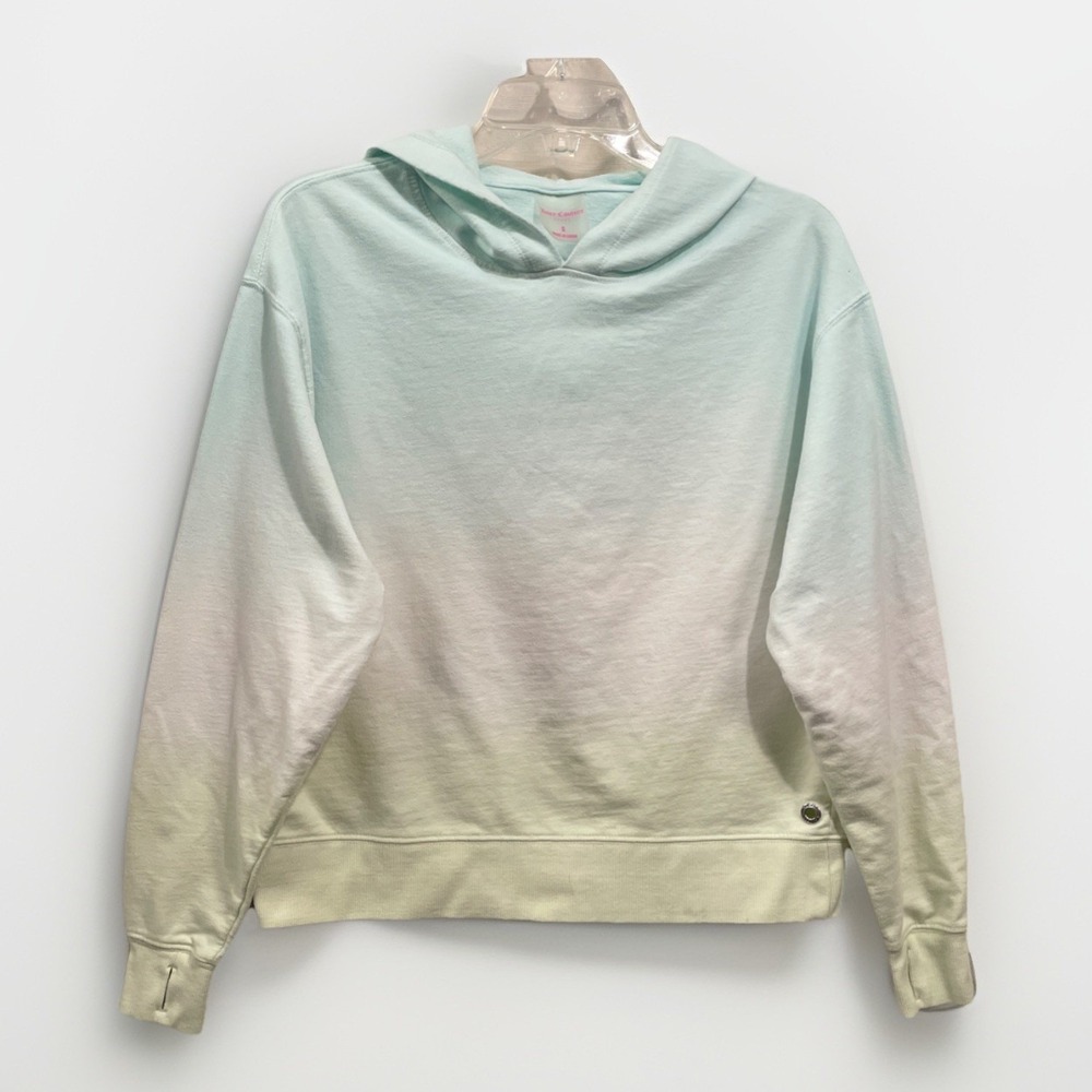 Juicy Couture Sport Ombre Green White Yellow Cropped Hoodie Women's Size‎ Small